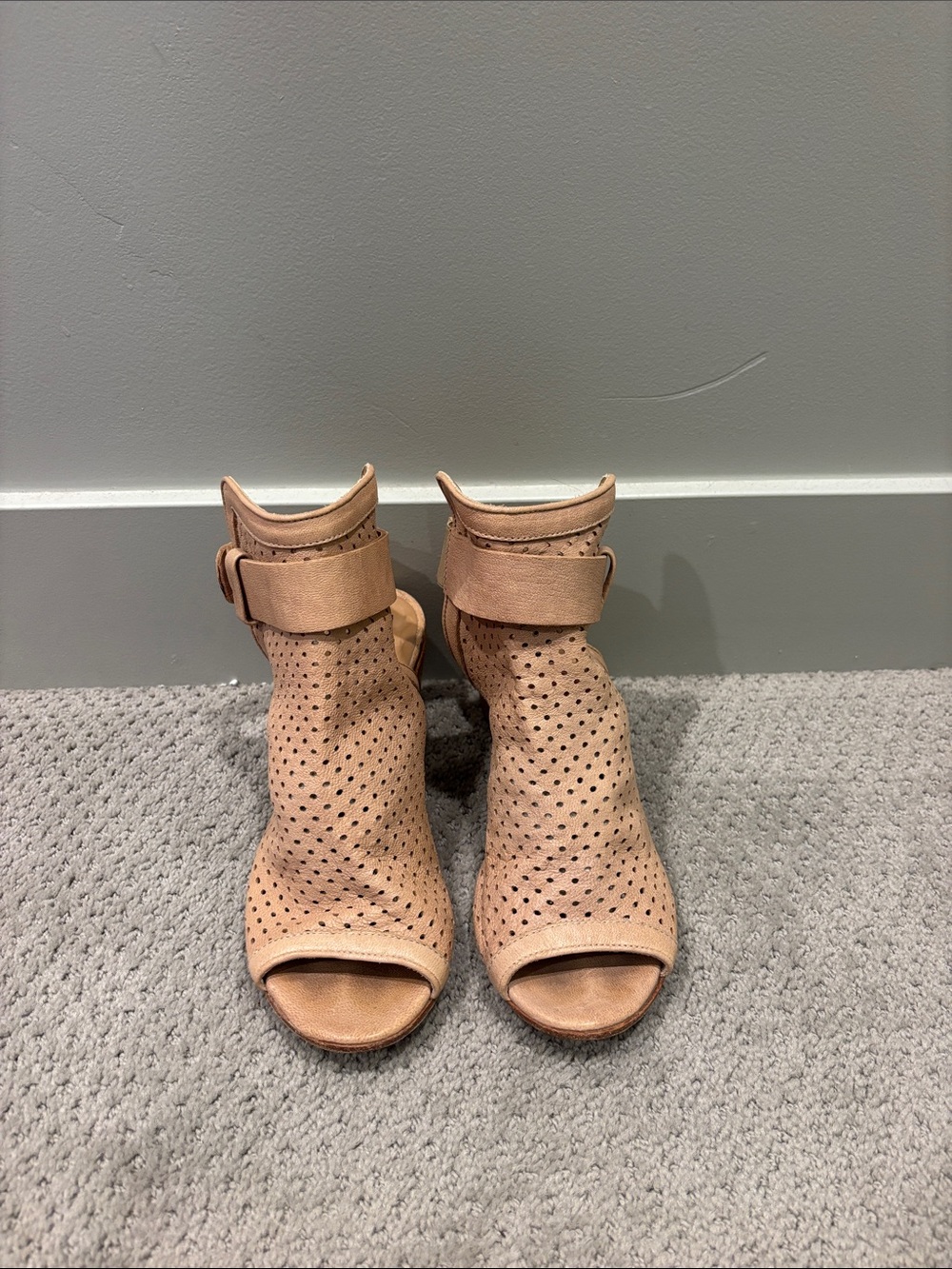 Steve Madden Perforated Open-Toe Ankle Clog in Tan
